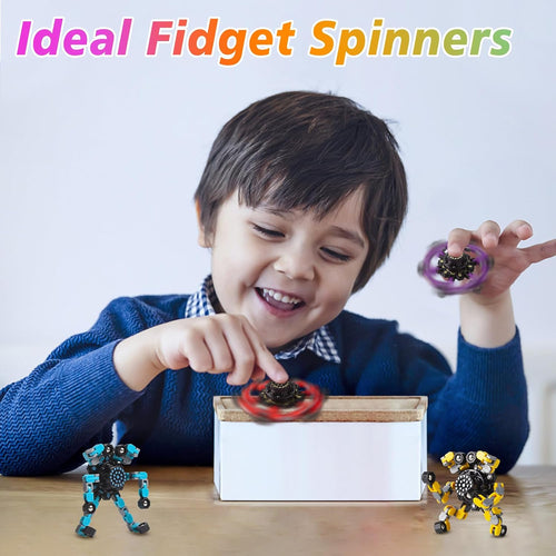Gokeey Transformable Fidget Spinners - Eco-Friendly ABS Plastic, 4 Colors, Finger Gyros, Stress Relief Toys for Kids & Adults