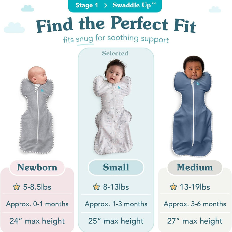 Love to Dream Swaddle UP, Baby Sleep Sack, Self-Soothing Swaddles for Newborns, Improves Sleep, Secure Fit Helps Calm Startle Reflex, New Born Essentials for Baby, 1.0 TOG, 5-8.5 lbs, Mini Posy