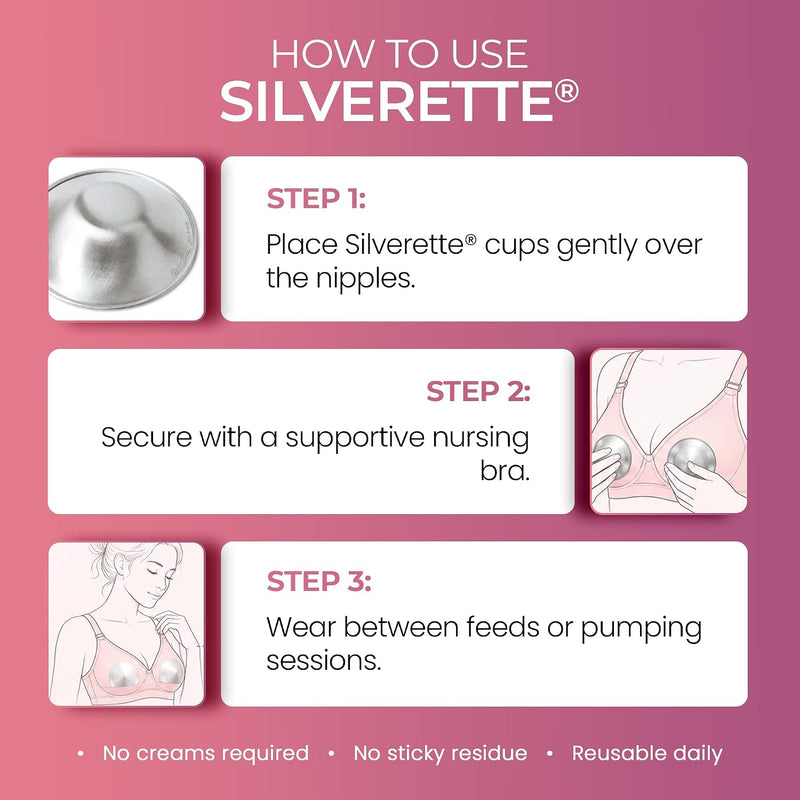 Silverette Nursing Cups, Postpartum Essentials, The Real, Small Silver | Pure 925 Sterling Silver Nursing Cups, Nipple Shields for Breastfeeding Newborn, Silver Nipple Covers, Made in Italy, Gift