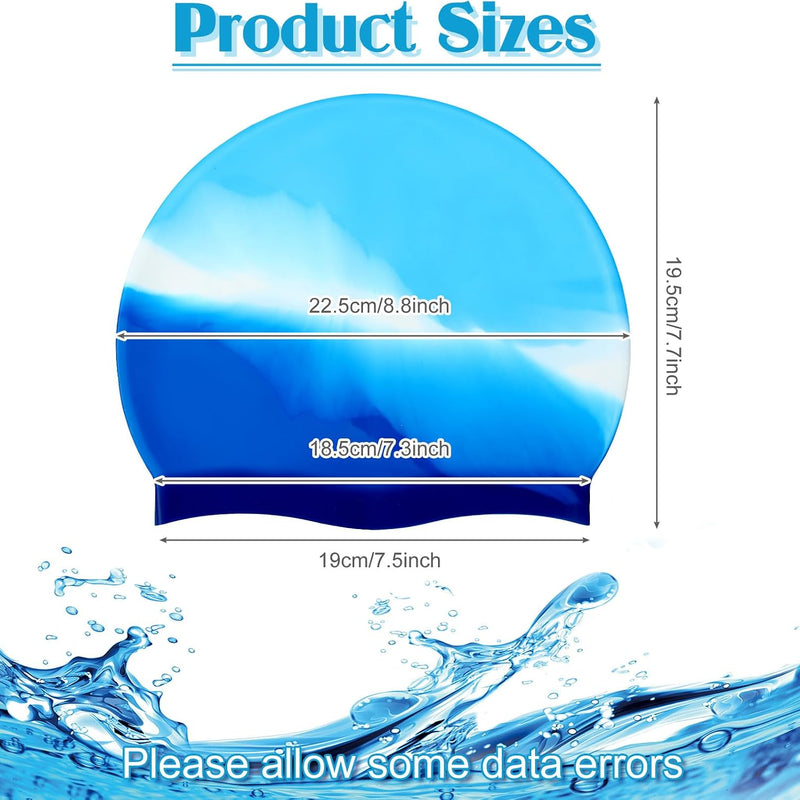 Zhanmai 3 Pieces Kids Swim Caps for Girls Boys Age 4-16 Silicone Swimming Cap Long Hair Teens Youths with Long Curly Hair Braids Dreadlocks Large Waterproof Pool Swim Hat