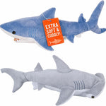 Bedwina Stuffed Animal Sharks - Pack of 2 Large, 14 inch Mako & 13 inch Hammerhead Plush Shark Toys, Stuff Animals Toy, for Baby Toddlers & Kids