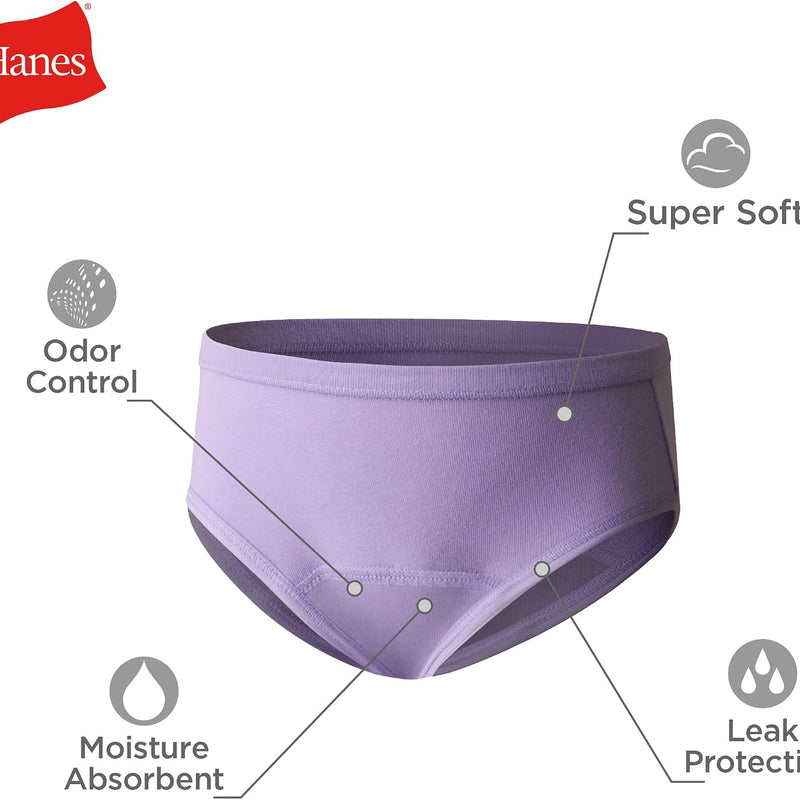Hanes Toddler Girls' Potty Trainer Brief, Moisture-Wicking Panty, Odor Protection Potty Trainer Underwear, 6-Pack