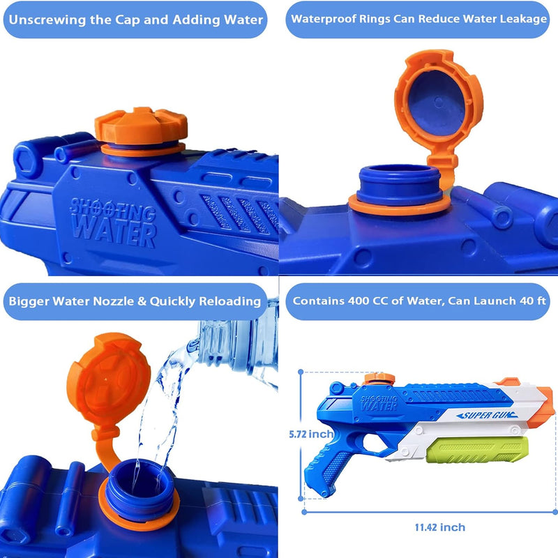 Water Guns for Kids - Summer Soaker Squirt Guns, 400CC/40ft for 3 Years Old and up Boys Girls Adults - 2 Pack Outdoor Toy for Swimming Pool Yard Lawn Beach