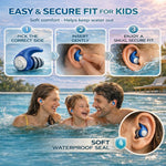 Waterproof Swimming Ear Plugs for Adults Kids, 3 Pairs Reusable Silicone | Reusable swim earplugs for pools, surfing, diving, showering and water sports, Keep Water Out and Ear Protection