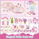 Lehoo Castle Unicorn Train Set for Toddlers 2-4, Wooden Train Track Toy for Girls
