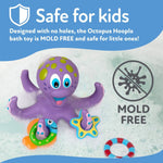 Nuby Floating Octopus with 3 Hoopla Rings - Mold-Free Baby & Toddler Bath Toy