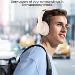 Soundcore by Anker Q20i Hybrid Active Noise Cancelling Headphones, White | Over-Ear, Bluetooth, 40H ANC Playtime, Hi-Res Audio, Big Bass, Transparency Mode, Customize via App, Travel, Home, Office