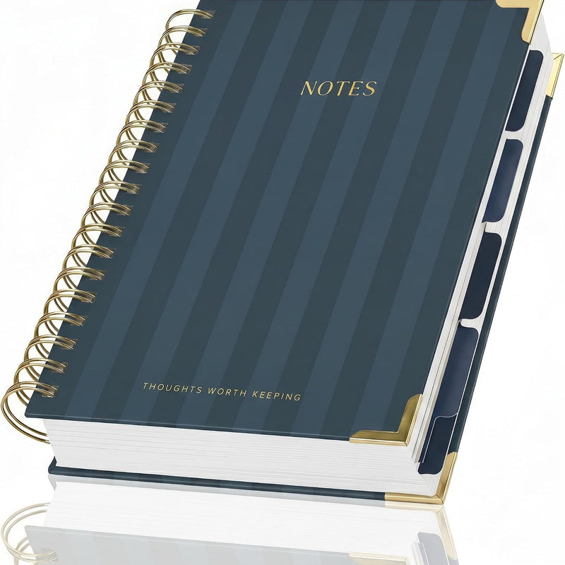 Aesthetic Thick Spiral Notebook With Tabs - Premium Journal For Women Size B5 - College Ruled Note Book With 300 Lined Pages and Dividers - Perfect For Writing And Staying Organized at Work or School