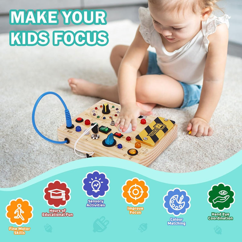 Hoarosall Montessori Busy Board for 1-3 Year Old Boys and Girls, Travel Educational Learning Toy