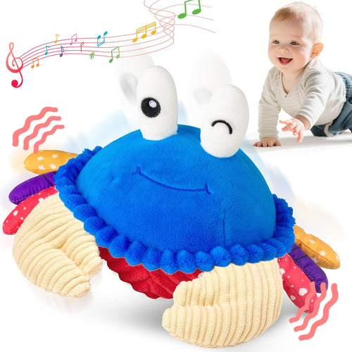 Musical Crawling Crab Plush Toy - 40 Songs & Recording, Sensory Toy for Toddlers 1-3
