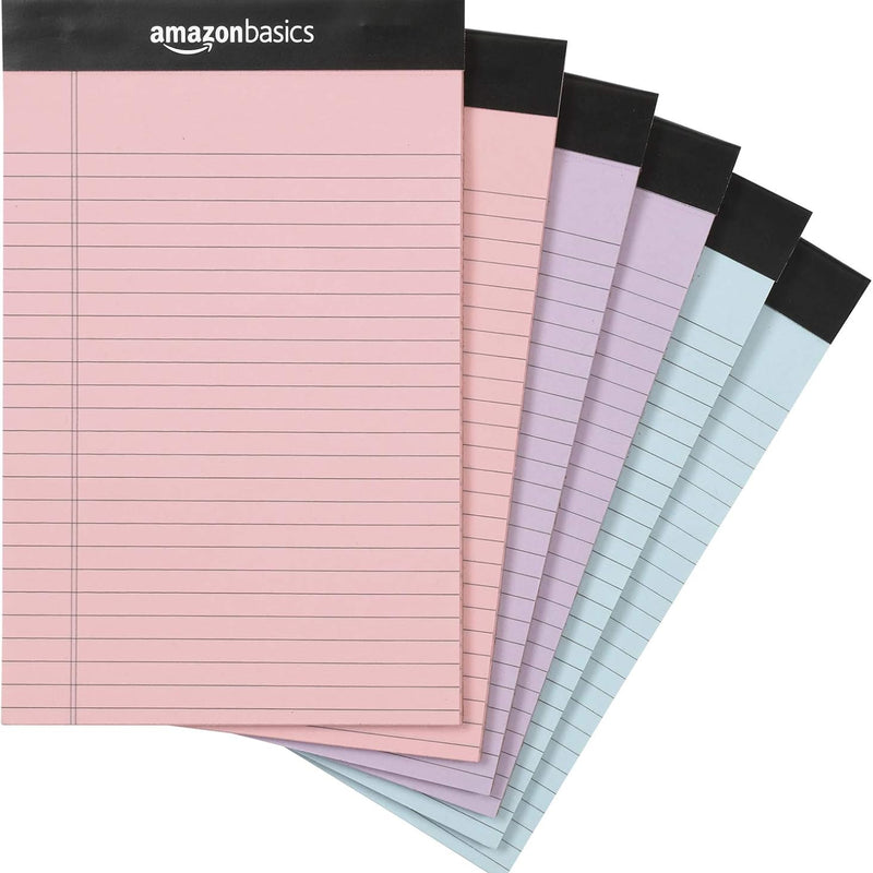 Amazon Basics Wide Ruled Lined Writing Note Pads for Office Supplies, 8.5" x 11.75", White, 12-Pack of 50 Perforated Sheets