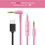 Riwbox CT-7 Cat Ear Kids Bluetooth Headphones, LED Light Up Bluetooth Wireless Over Ear Headphones with Microphone and Volume Control for Travel/School/Smartphones/Laptop/PC/TV (Pink&Green)
