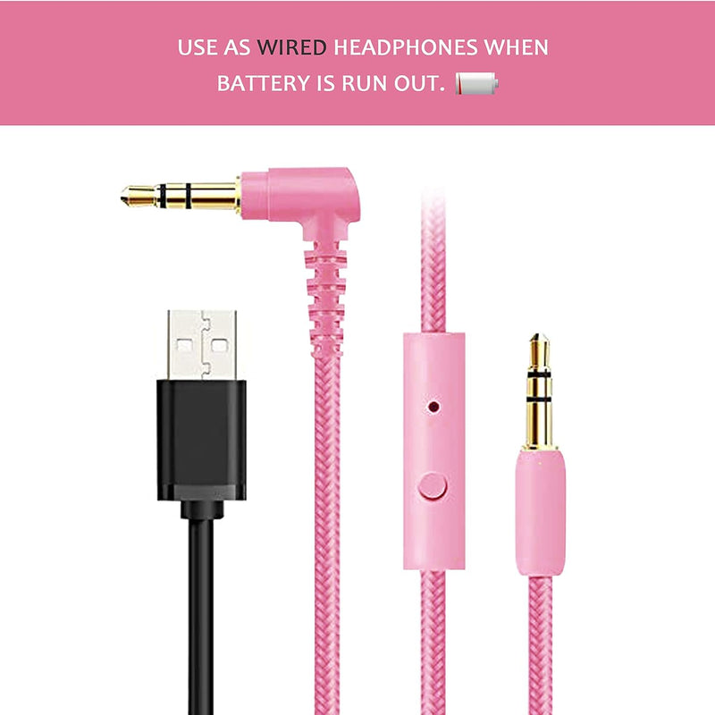 Riwbox CT-7 Cat Ear Kids Bluetooth Headphones, LED Light Up Bluetooth Wireless Over Ear Headphones with Microphone and Volume Control for Travel/School/Smartphones/Laptop/PC/TV (Pink&Green)