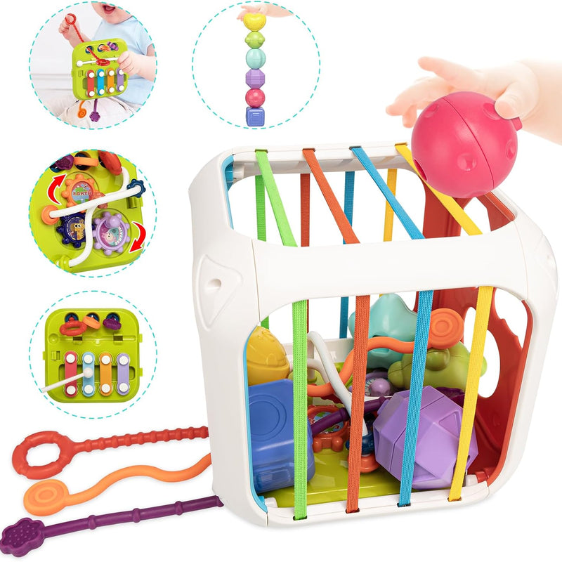 Montessori Sensory Cube Toy for Toddlers | 6 Shape Blocks for Learning, Developmental Birthday Gifts for 1-3 Years Old Baby