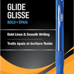 BIC Glide Bold Blue Ballpoint Pens, Bold Point (1.6mm), 12-Count Pack, Retractable Ballpoint Pens With Comfortable Full Grip