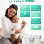 Baby Wipes Warmer, Larger Capacity Wipe Dispenser, Even Heating Diaper Wipe Warmer with Night Light, On/Off Switch, White