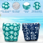 ALVABABY Swim Diapers 2pcs Reusable Baby Boy Swim Diaper 0-8 Months Adjustable Snap Washable Infant Toddler Swimming Diaper for Pool Beach & Swim Lessons – Waterproof PUL Leak-Proof UPF 30+ Small Size