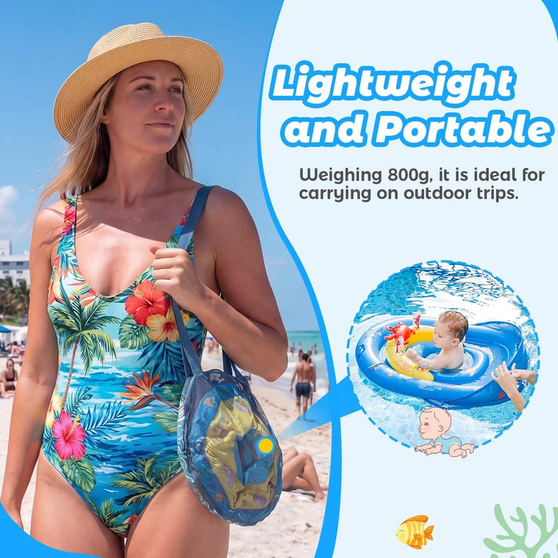 LAYCOL Baby Pool Float with Canopy UPF50+, 120°Adjustable Sun Protection and Anti-Tip Safety Seat, Inflatable Toddler Floaties Infant Pool Float with Animal Pool Toys, Baby Beach Essentials for 6-36M