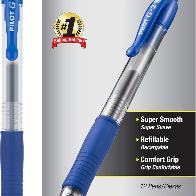 PILOT G2 Premium Refillable and Retractable Rolling Ball Gel Pens, Ultra Fine Point, Black Ink, 12-Pack (31277)