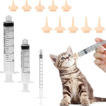 Pet Feeding Syringe with Nipple, Silicone Feeding Tools for Kitten Puppy Feeding Syringe for Newborn Cat Dog Small Animals Rabbits (5ml+10ml +10 nipples)