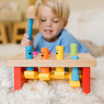 Melissa and Doug Deluxe Pounding Bench Wooden Preschool Learning Toy with Mallet, 10 inches, Ages 2+