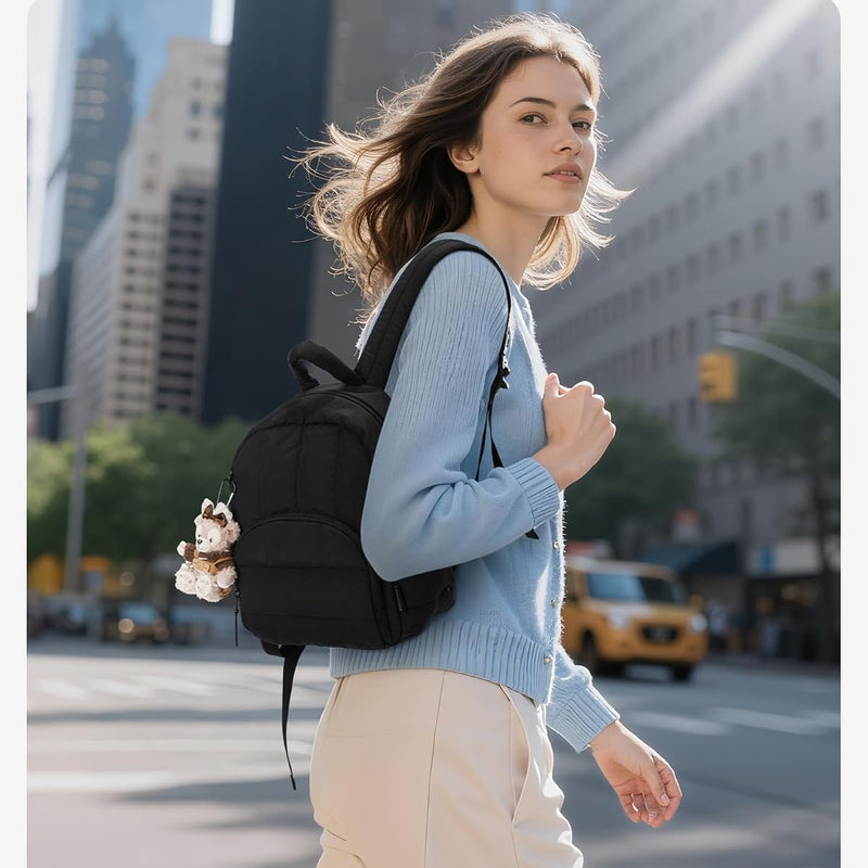 BAGSMART Mini Backpack for Women, Lightweight Puffer Backpack Purse, Quilted Casual Daypack, Water-Resistant Bookbag | Quilted Casual Daypack, Water-Resistant Bookbag for Daily, with Anti-theft Pocket, work