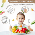 12Pcs Stainless Steel Toddler Utensils Small Metal Kids Silverware | Food-grade, Ideal Transitional Baby Forks and Spoons, Cute pattern, Designed for Children, Dishwasher Safe, Mirror Polished