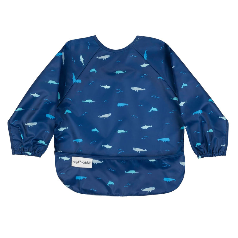 Tiny Twinkle Long Sleeve Bib for Babies & Toddlers | Waterproof Smock Bib for Eating | Machine Washable & Mess-Proof Feeding Essentials | Newborn Shower Gift (Ocean Life, 6–24M)