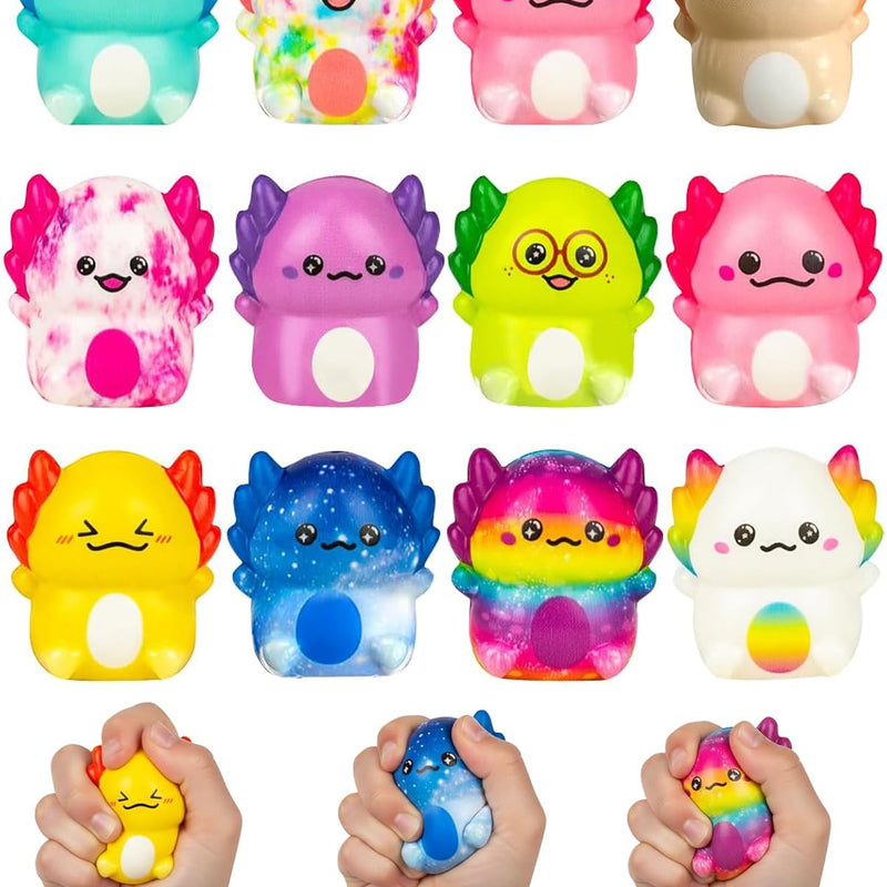 12PC Axolotl Squishy Toys – Soft Slow Rising Stress Relief Sensory Fidget Toys for Kids Girls – Classroom Rewards, Birthday Party Favors, Treasure Box Prizes