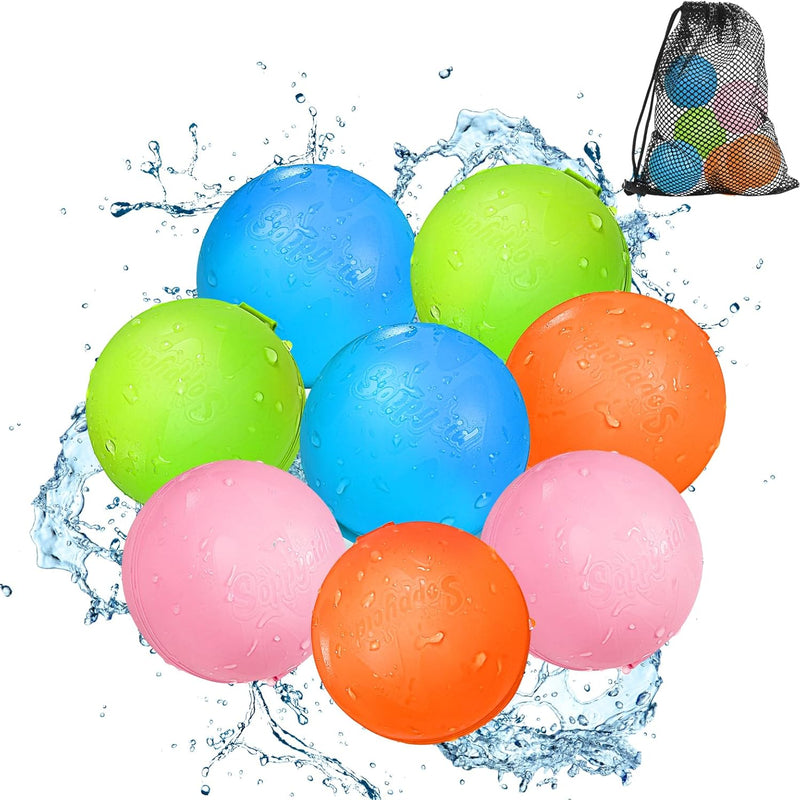 12PCS Reusable Water Balloons - Quick Fill Water Balls Toys For Toddler Age 4-8 - Refillable Self-Sealing Water Splash Bomb For Summer Party Pool Outdoor Beach Toys for kids Age 8-12