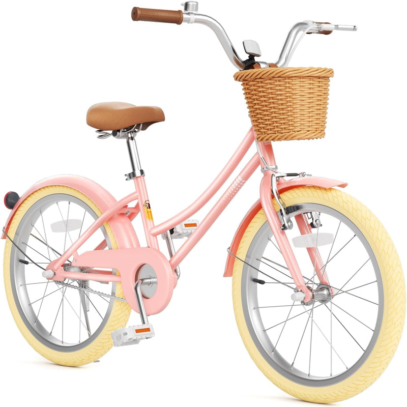 12-20 inch girls' bike with training wheels, pink, adjustable seat & handlebars, sturdy brakes & durable tires