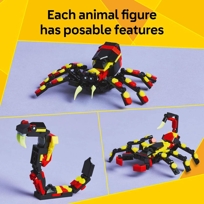 lego creator 3 in 1 wild animals surprising spider toy 31159 - 153-piece rebuildable set for kids ages 7+