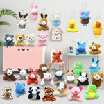 32Pcs Mini Plush Animals Toy Set Assortment Easter Christmas Bulk Stuffed Keychain Party Favors for Kids Small Animals Decorations Toys Carnival Prizes Birthday Goodie Bag Fillers
