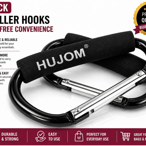 Stroller Hooks 2 Pack Heavy Duty Large Carabiner Clips for Bags & Baby Gear | Universal Fit, Hang Diaper, Purse, Grocery & Shopping Bags, Mommy Accessories, Backpack, Camping, Hiking, Travel, Moms gift