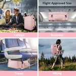 Taygeer Travel Backpack for Women, Carry On Backpack with Water Bottle Pocket & Shoe Pouch, TSA 15.6inch Laptop Mochila Flight Approved, Nurse Bag Casual Daypack for Weekender Business Hiking, Pink