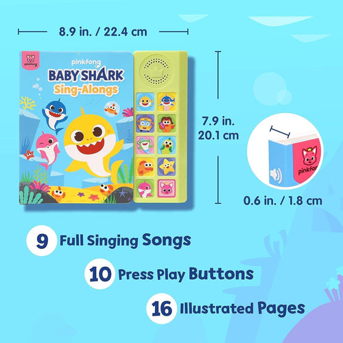 Baby Shark Sing-Alongs 10 Button Sound Book | Baby Shark Toys | Learning & Education Toys | Interactive Baby Books for Toddlers 1-3 | Gifts for Boys & Girls