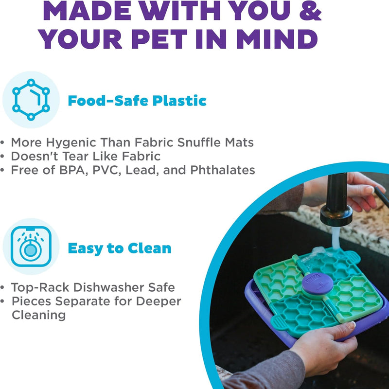 Outward Hound by Nina Ottosson Lick N’ Flip Level 1 Dog Puzzle Toy, Lick Mat & Slow Feeder – Non-Slip Base Beginner Enrichment for Small & Medium Dogs, Holds 1 Cup Wet or Dry Food, 7.4" x 7.4"