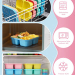 Canfanni 4 Pcs Snack Box Containers Set, Reusable 4 Compartment Lunchable Container with 2Pcs Sauce Containers, Stackable BPA-Free Bento Box for School, Work, Travel (4 Color)