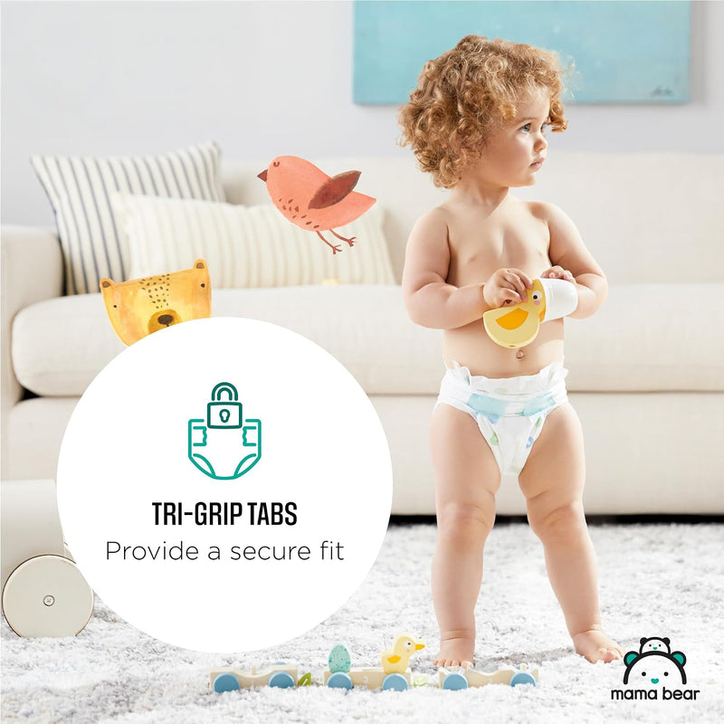 Amazon Brand - Mama Bear Gentle Touch Baby Diapers, Size 2, 184 Count (4 packs of 46), Leak Protection, Wetness Indicator, Formulated Without Fragrance
