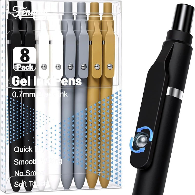 Fenmay Gel Pens, 12 Pcs Black Ink Pens 0.7mm Medium Point| Quick Dry No Smudge, Smooth Writing, Retractable Cute Aesthetic Pens for Journaling Note Taking School Office Supplies