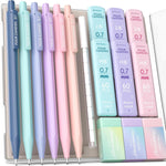 Four Candies Cute Mechanical Pencil Set, 0.7mm Medium Point, 6-Count Pack | 360 HB/2B Leads, 3 Erasers, 9 Eraser Refills, Storage Case, Triangular Grip, for Everyday Homework & Journal