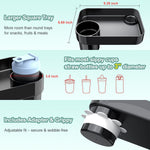 Car Seat Snack Tray for Toddlers - 3 Inch Cup Holder Fits Most Sippy Cups & Straw Bottles with Dip Well, Mess-Free Square Kids Travel Tray Road Trip Essentials, Black