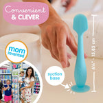 Bumco Baby Bum Brush - Flexible Diaper Cream Spatula Applicator (Blue) | BPA-Free Diaper bag essentials. Mom-invented butt paste spatula and diaper rash cream applicator. Soft, wipe-clean silicone.