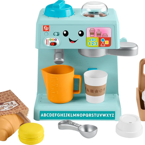 Fisher-Price Toddler Toy Laugh & Learn Coffee Café Musical Playset with Educational Songs & 10 Pretend Play Pieces for Kids Ages 18+ Months​