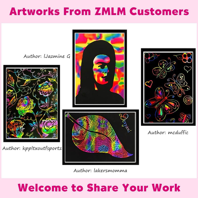 ZMLM 2-Pack Rainbow Scratch Notebook Art-Crafts Gift for Kids 3-12 Years Old