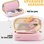 EASTHILL Big Capacity Pencil Pen Case Office College School Large Storage High Capacity Bag Pouch Holder Box Organizer Blue (Pink)