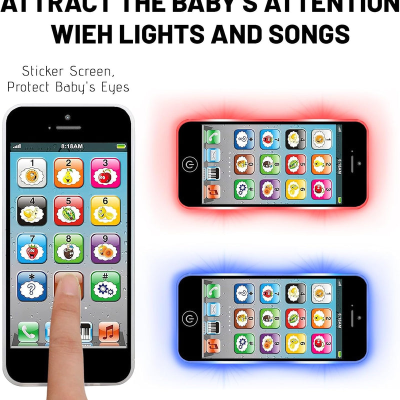 Toy Learning Play Cell Phone with 8 Functions and Dazzling Lights Interactive Toy for Toddler Baby Kids Boys Girls