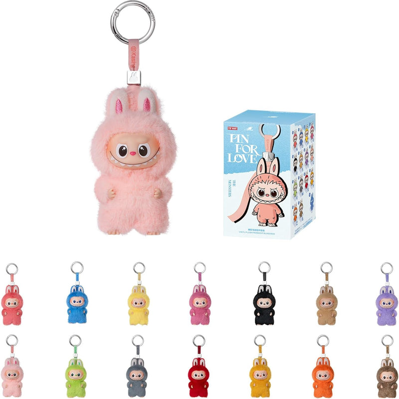 POP MART THE Monster Pin for Love Series (N-Z) Mini Labubu Doll Blind Box Mytery Box Keychain – Vinyl Plush Pendant, Bag Charms, Collectible Holiday & Birthday Gift for Kids & Adults, Single Box