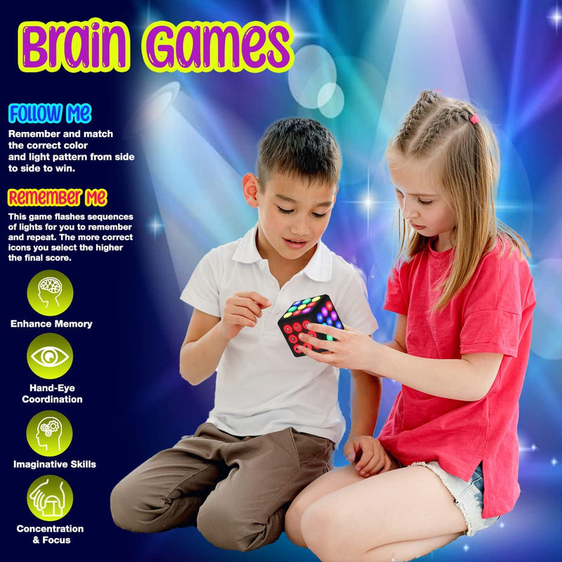 PlayRoute Light-Up Memory & Brain Games Cube - Fun Gift Ideas for Ages 6-12+ Years