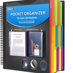 HABGP 12 Pocket Plastic folders with Pockets, 6 Colors Multi Pocket Folder Binder with Dividers, Office Organizer Folder Letter Size School Supplies